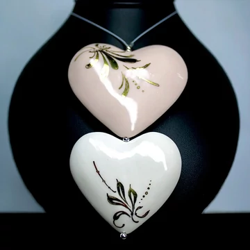 Porcelán dupla szív medál